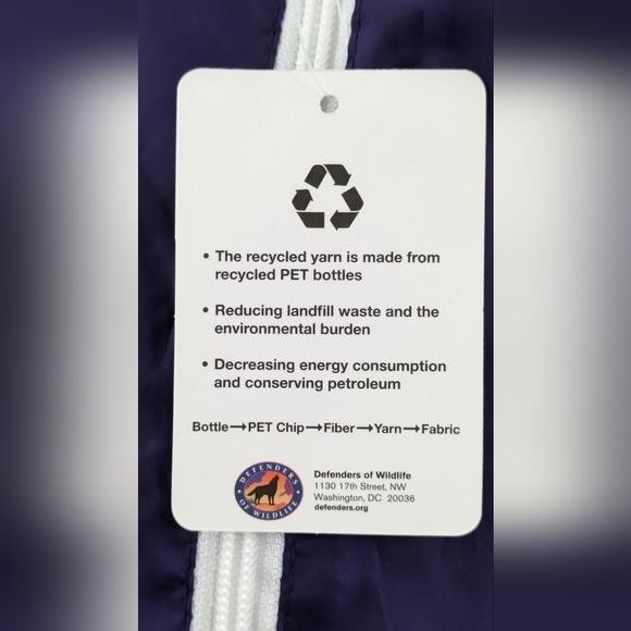 Defenders of Wildlife Vented back purple long hooded windbreaker One Size NWT - Picture 5 of 5